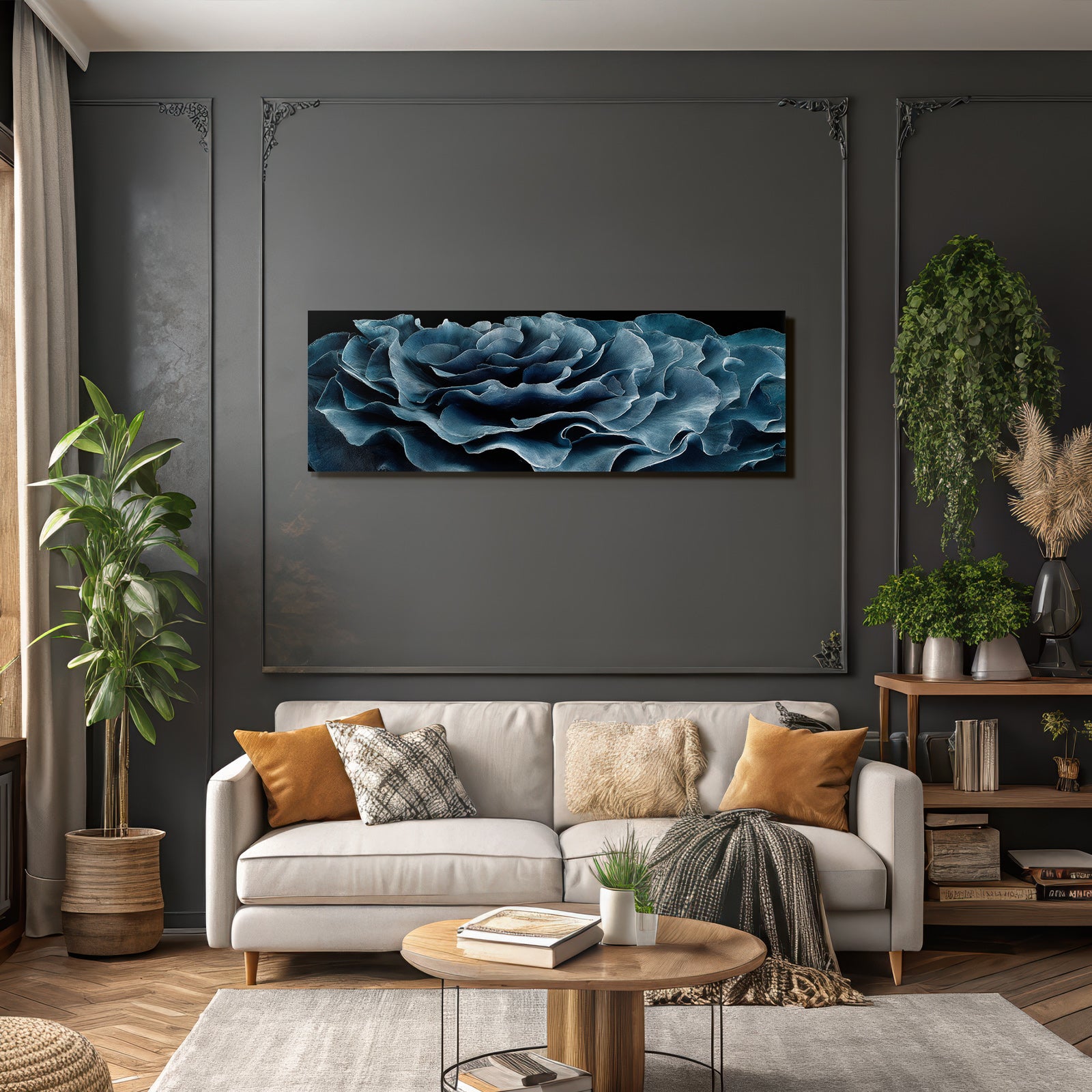 Blaü Rose Auf Schwarzem Hintergrund Kunstvoll Digital