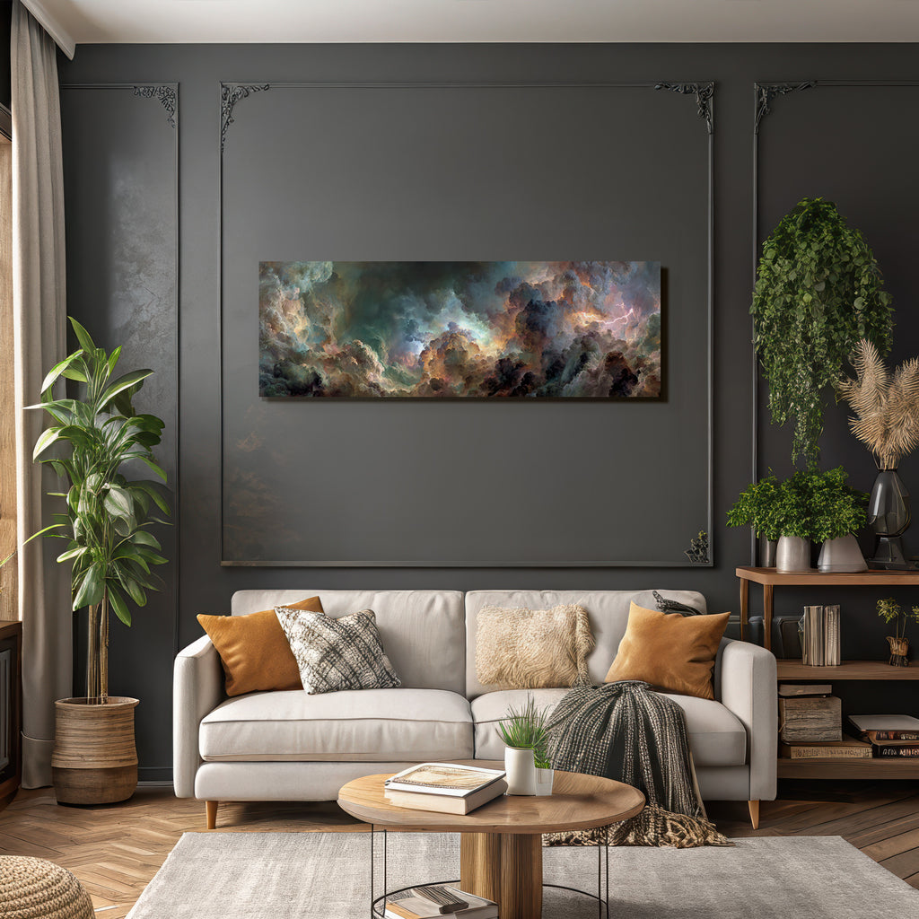 Dramatische Farbenfrohe Wolkenlandschaft Mit Gewitterblitzen
