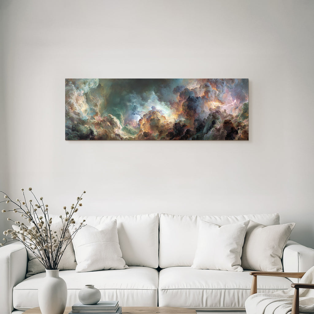Dramatische Farbenfrohe Wolkenlandschaft Mit Gewitterblitzen