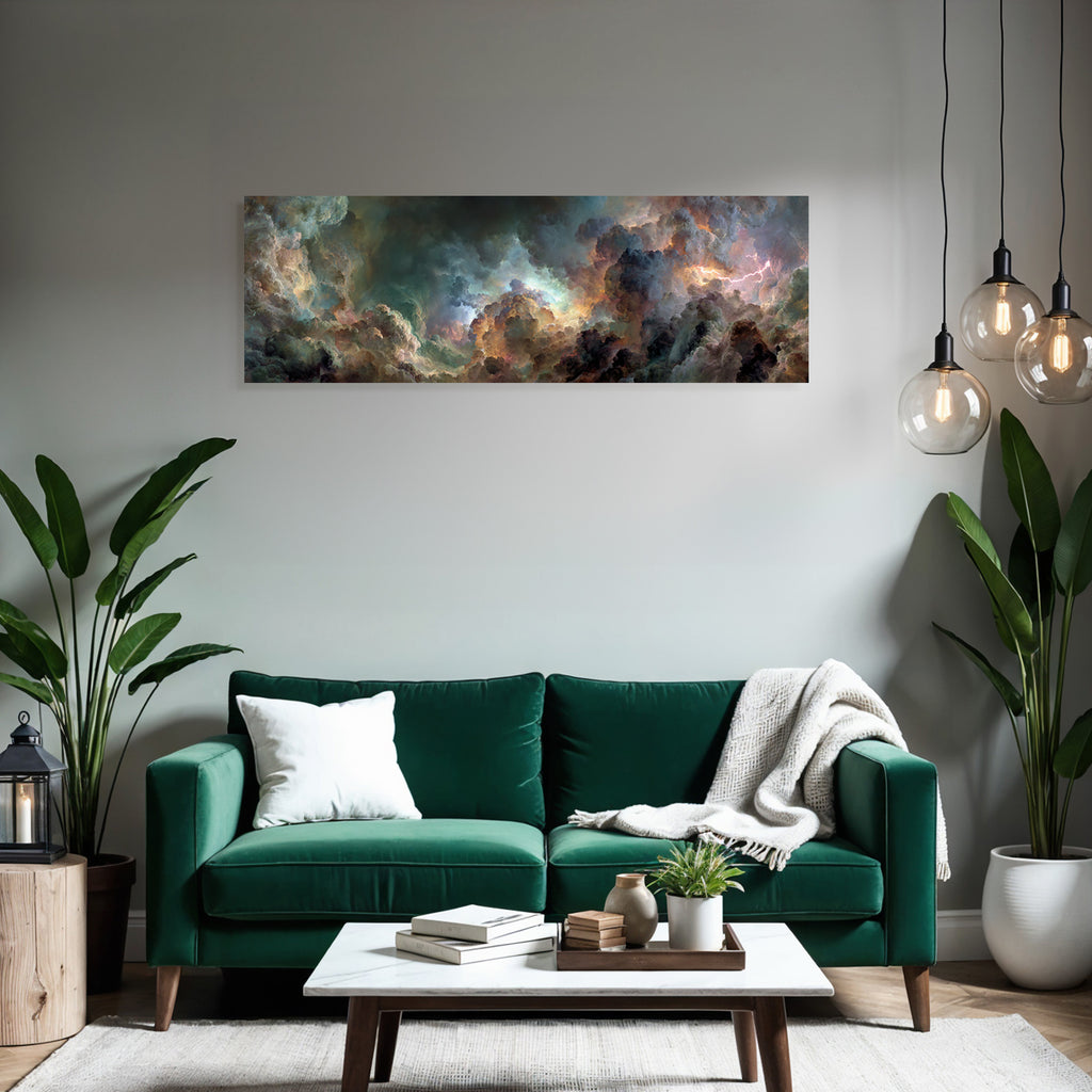 Dramatische Farbenfrohe Wolkenlandschaft Mit Gewitterblitzen