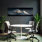 Dramatische Seelandschaft Grosse Ozeanwellen Dunkle Wolken Und Heller Wellenkamm