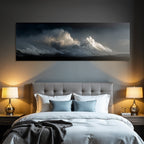 Dramatische Seelandschaft Grosse Ozeanwellen Dunkle Wolken Und Heller Wellenkamm