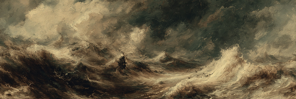 Schiff Im Sturmmeer Unter Dunklen Wolken | Nahaufnahmen | Natur
