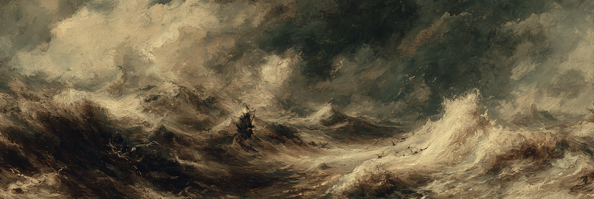 Schiff Im Sturmmeer Unter Dunklen Wolken | Nahaufnahmen | Natur