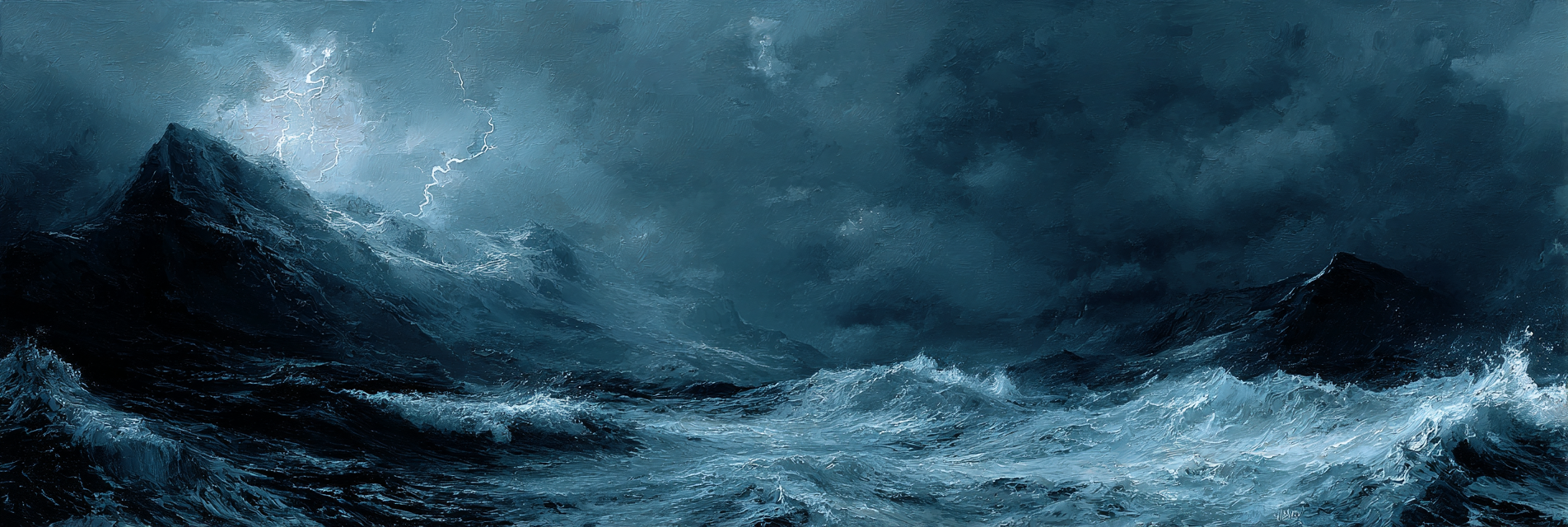 Sturmgepeitschtes Meer Mit Blitz Und Dunklen Wolken | Nahaufnahmen | Natur