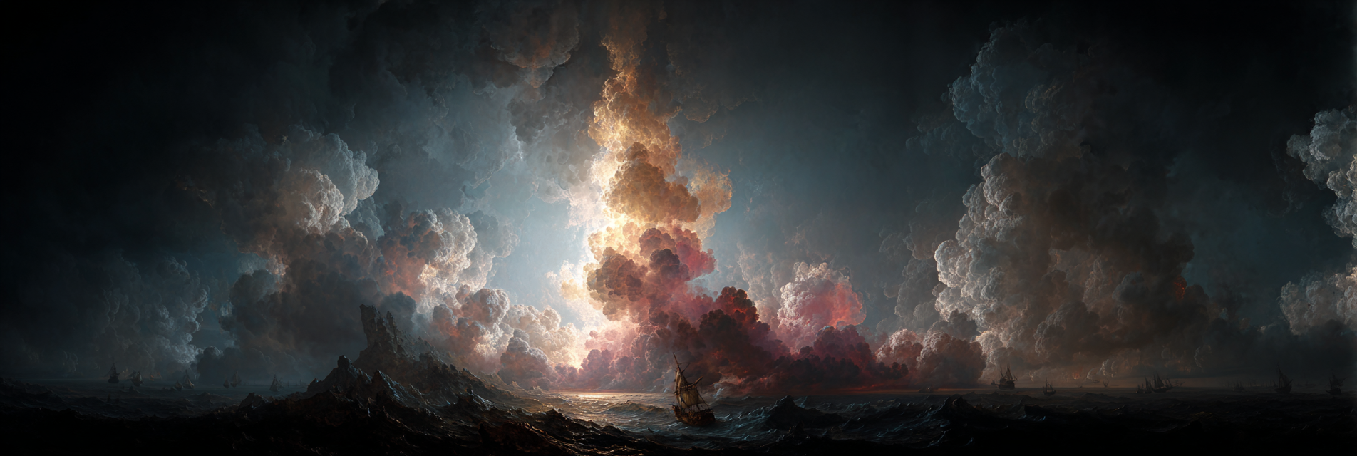 Sturmhafte Segelfahrt Im Glutroten Himmel | Nahaufnahmen | Natur