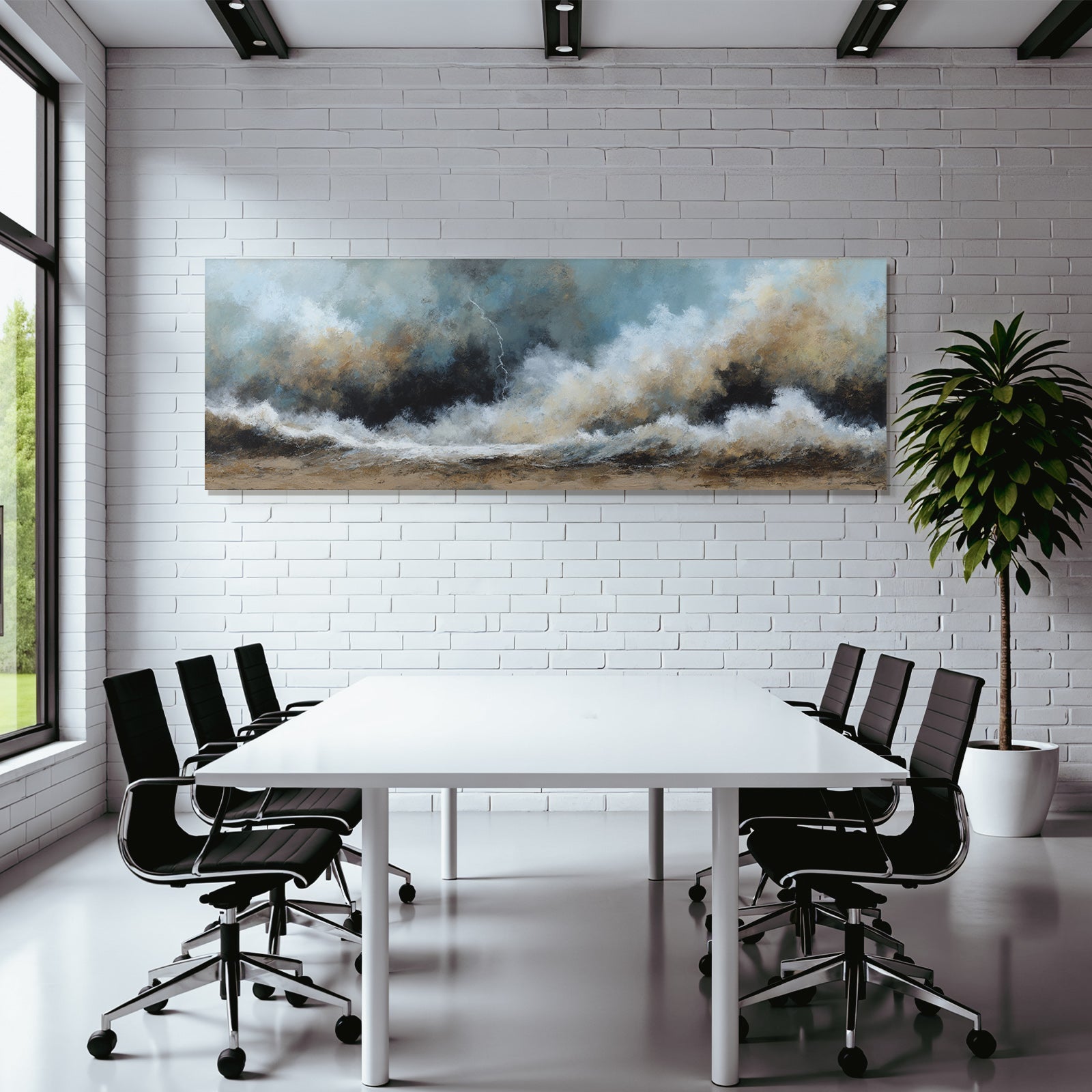 Sturmige Meereslandschaft Mit Tosenden Wellen