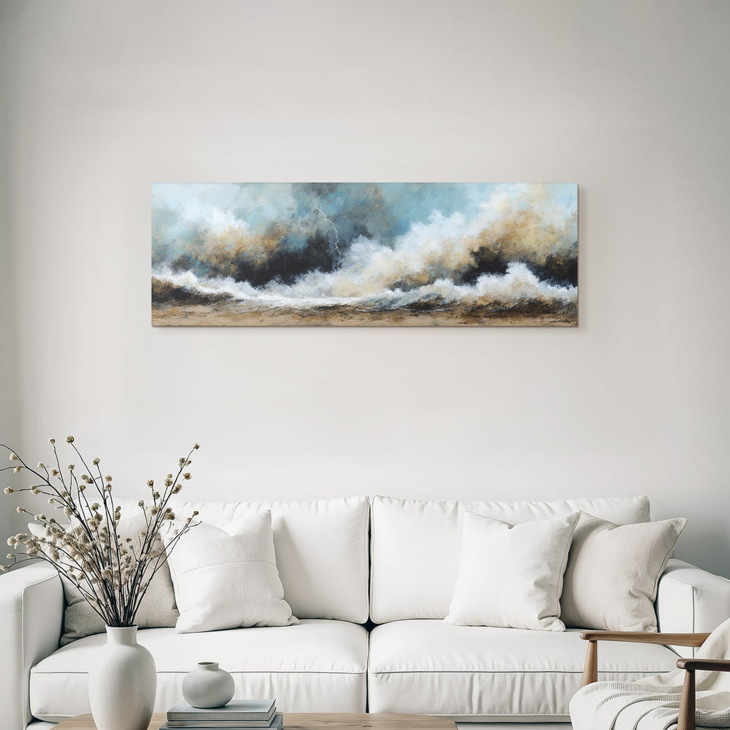 Sturmige Meereslandschaft Mit Tosenden Wellen