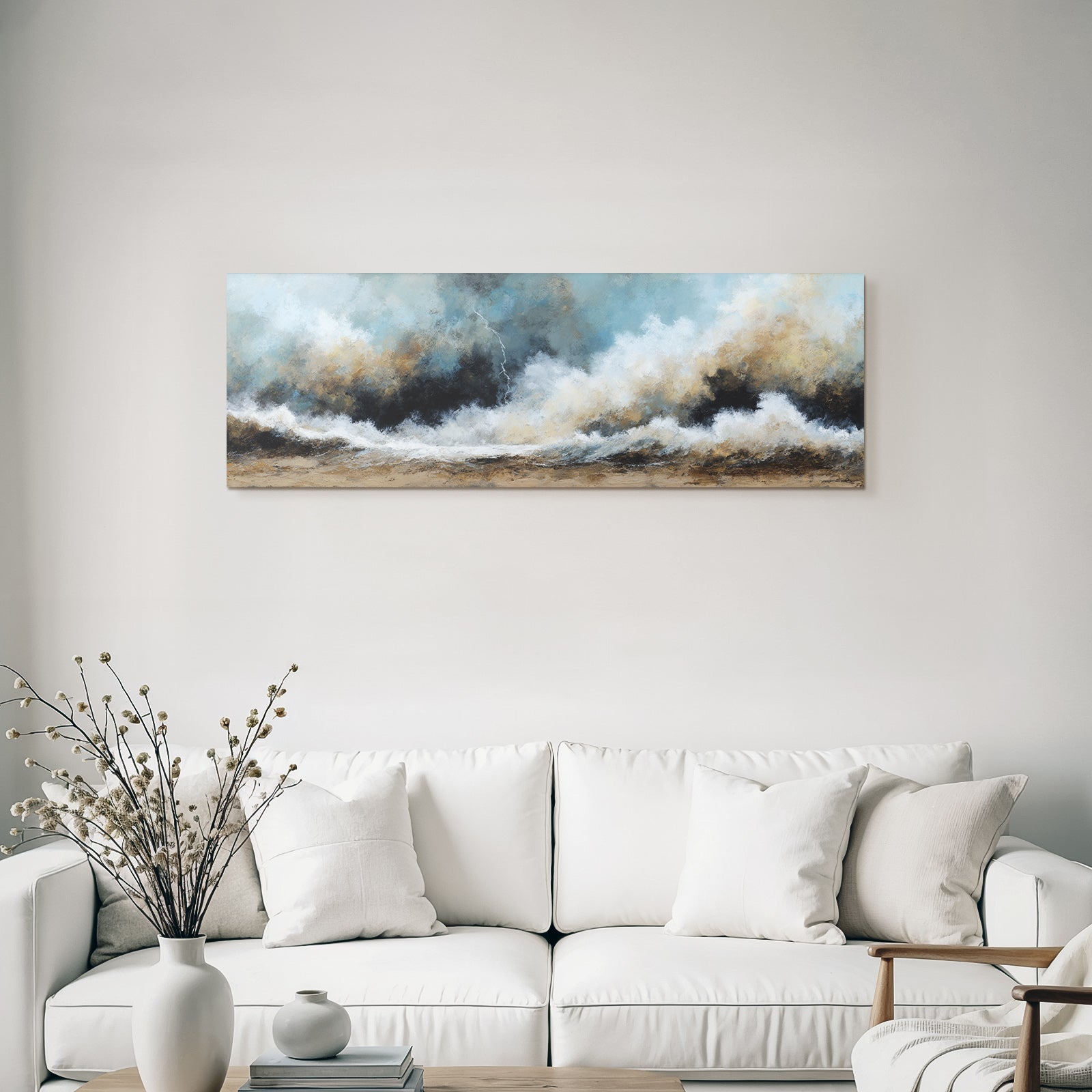 Sturmige Meereslandschaft Mit Tosenden Wellen