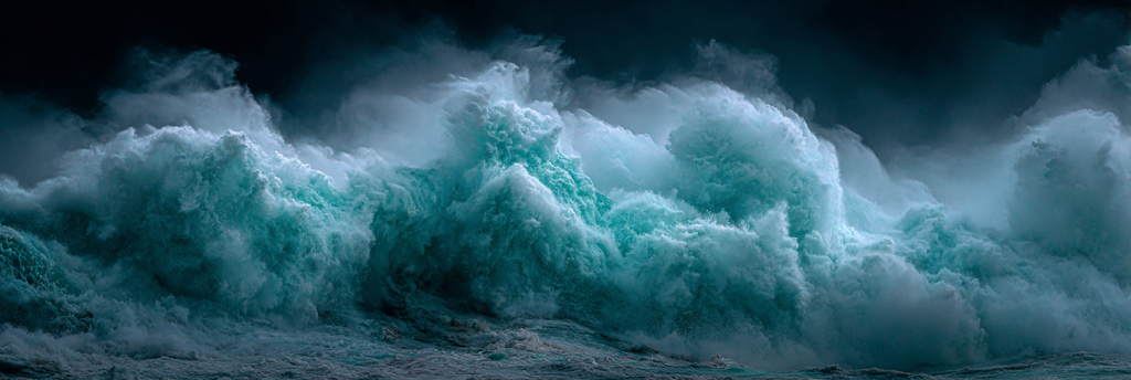 Turbulente Ozeanwellen Mit Türkisfarbenen Akzenten Und Weissen Schaumkronen | Nahaufnahmen | Natur