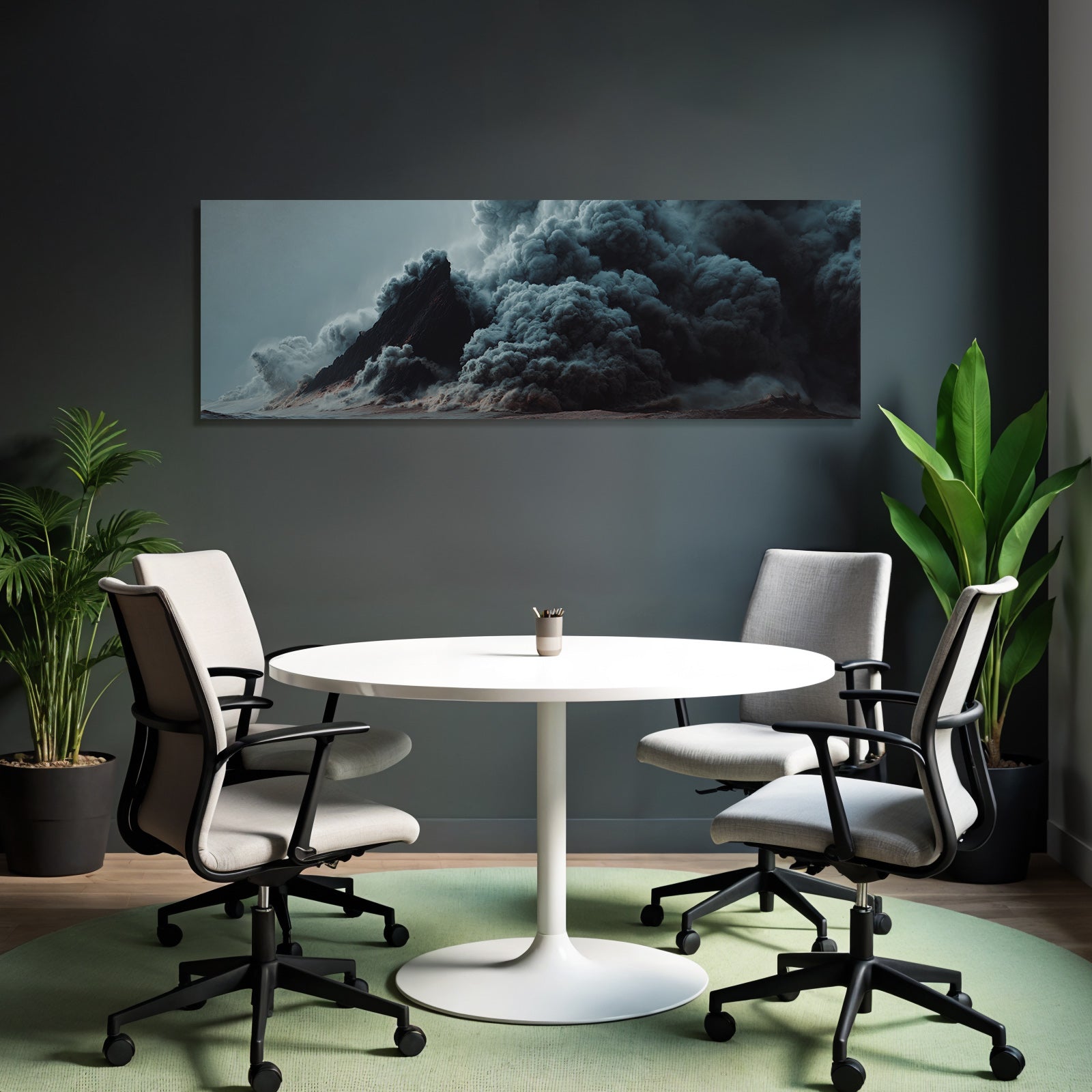 Vulkanausbruch Über Staubige Landschaft