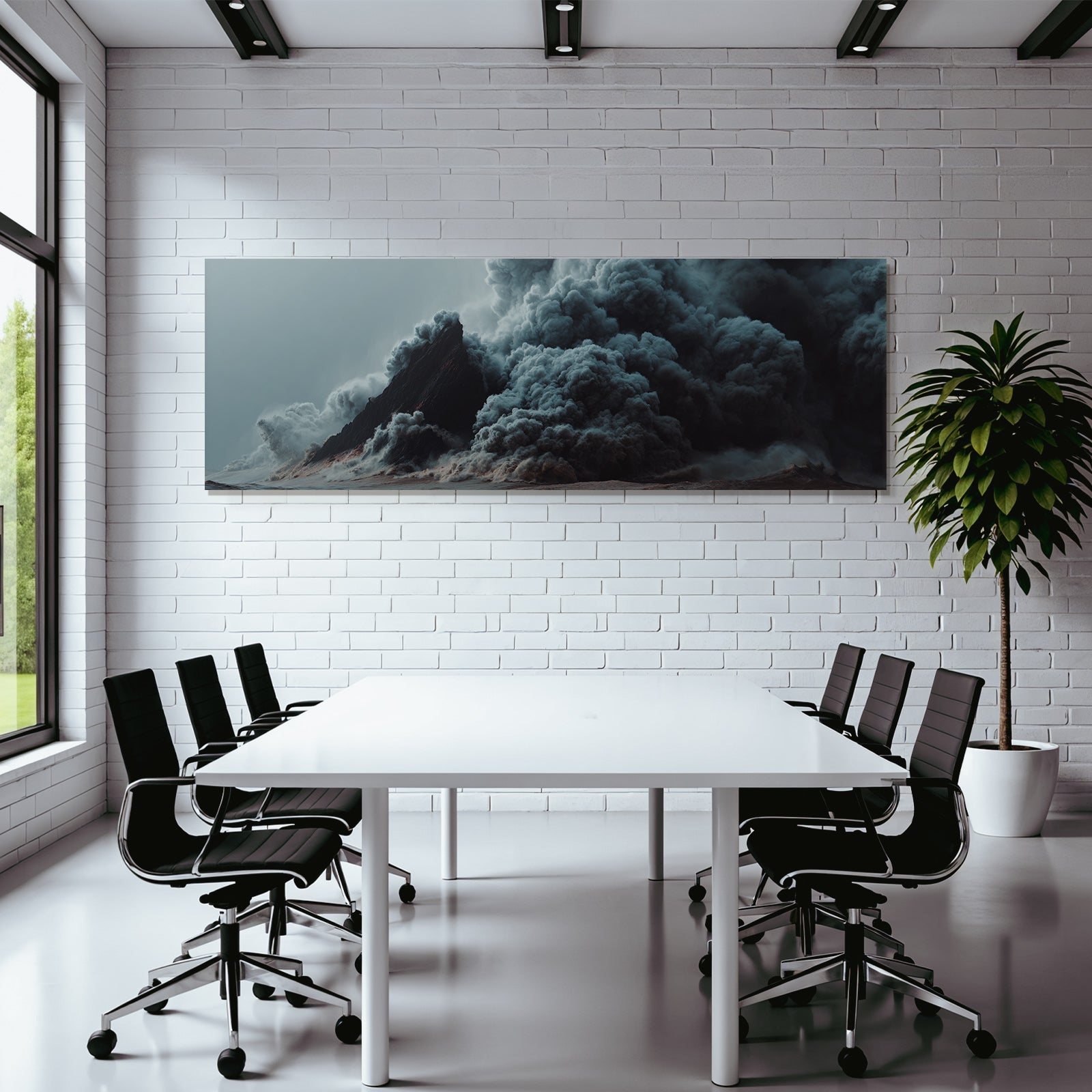 Vulkanausbruch Über Staubige Landschaft