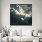 Dramatische Meerlandschaft Mit Grossen Wellen Und Wirbelnden Wolken