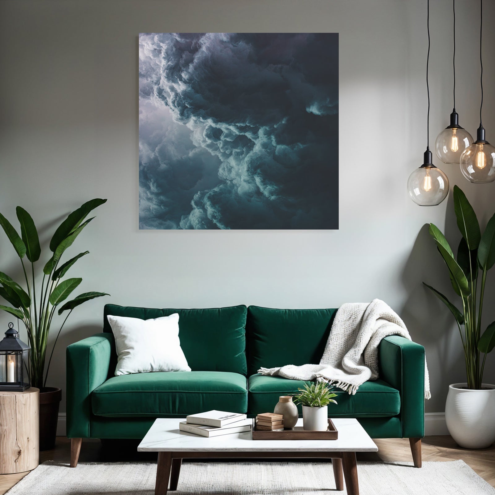 Dramatischer Himmel Mit Dichten Texturierten Grau Blaün Wolken