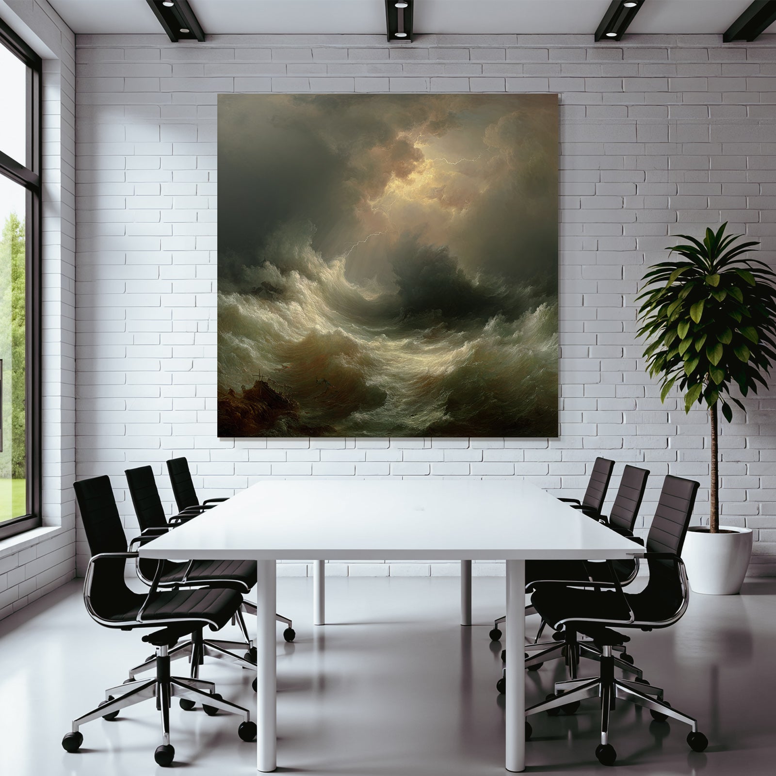 Dramatisches Seegewitter Mit Tosenden Hohen Wellen Und Dunklen Wolken