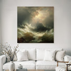 Dramatisches Seegewitter Mit Tosenden Hohen Wellen Und Dunklen Wolken