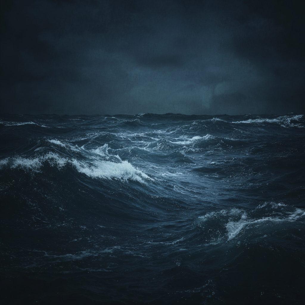 Dunkles Turbulentes Meer Unter Bewölktem Himmel | Nahaufnahmen | Natur