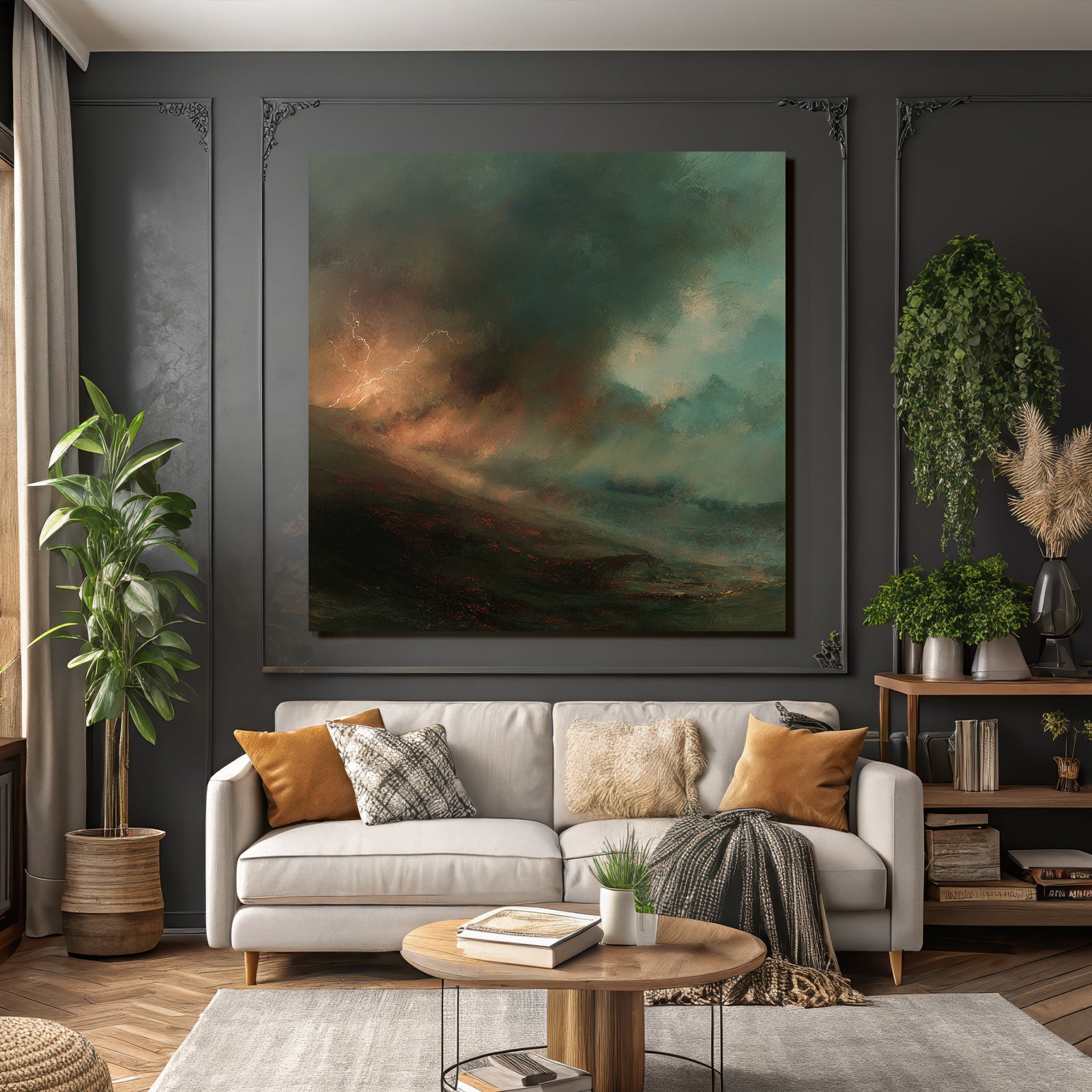 Gewitterlandschaft Mit Dramatischer Beleuchtung