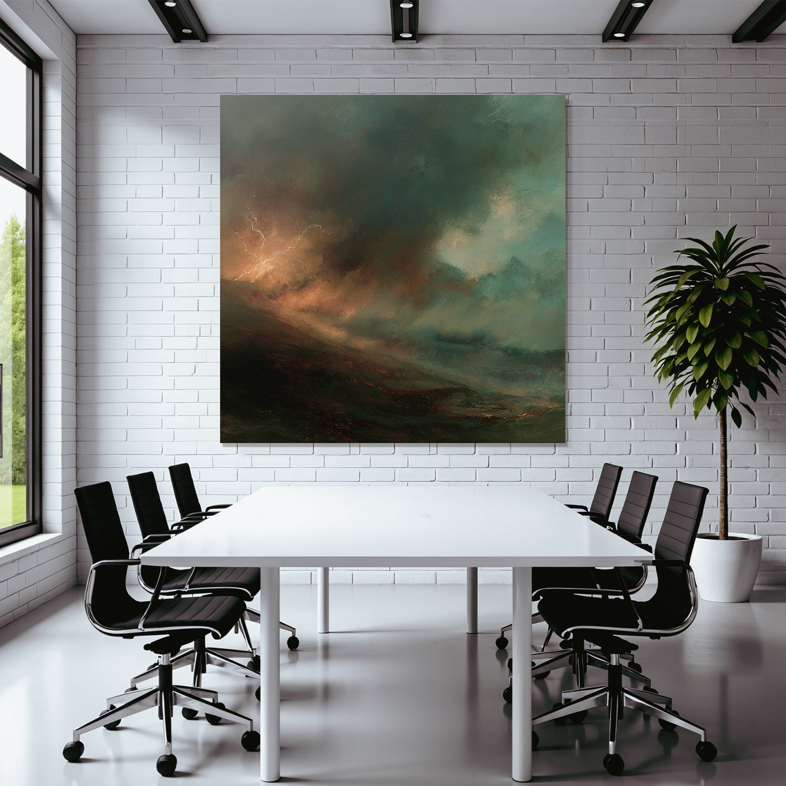 Gewitterlandschaft Mit Dramatischer Beleuchtung