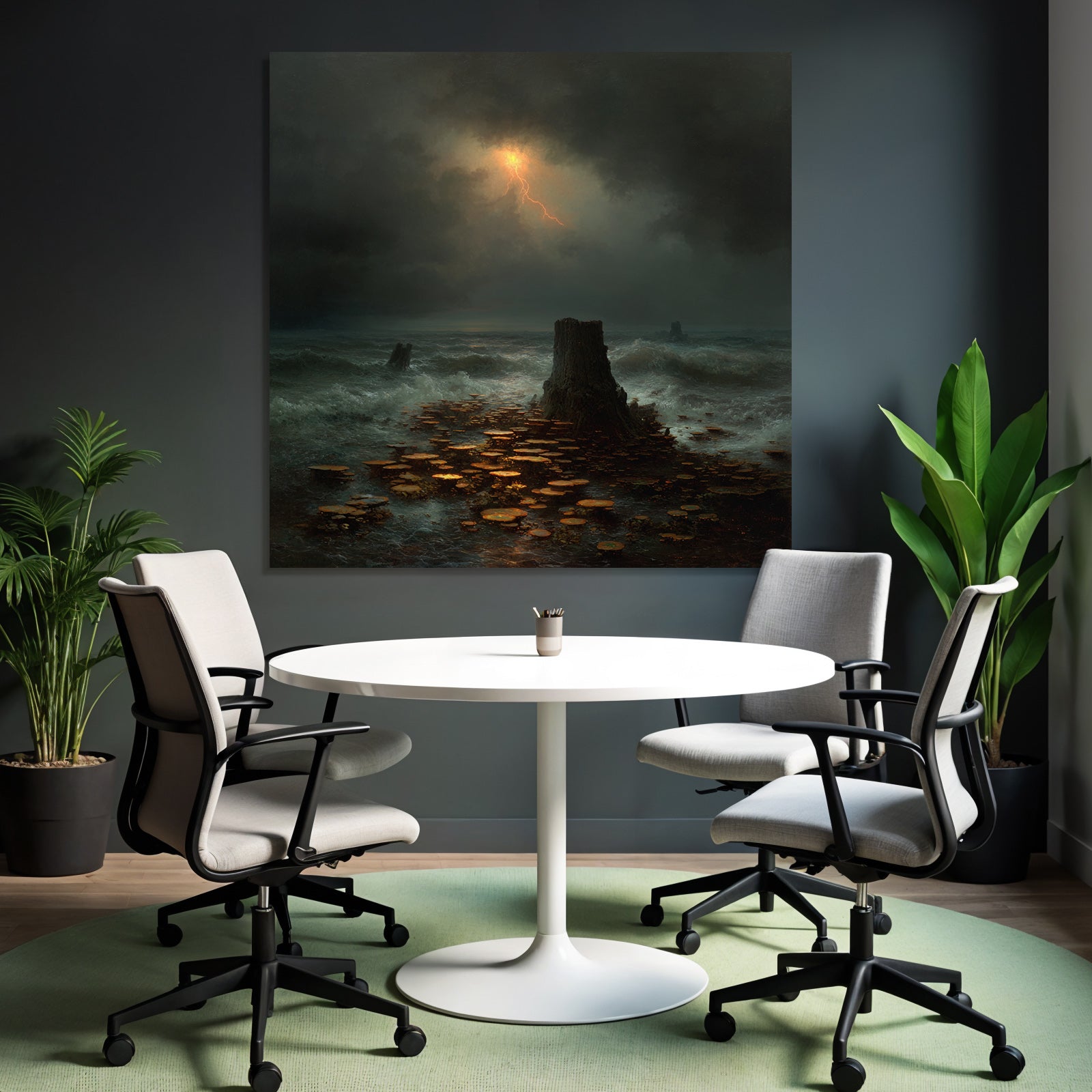 Sturmische Meereslandschaft Mit Blitz