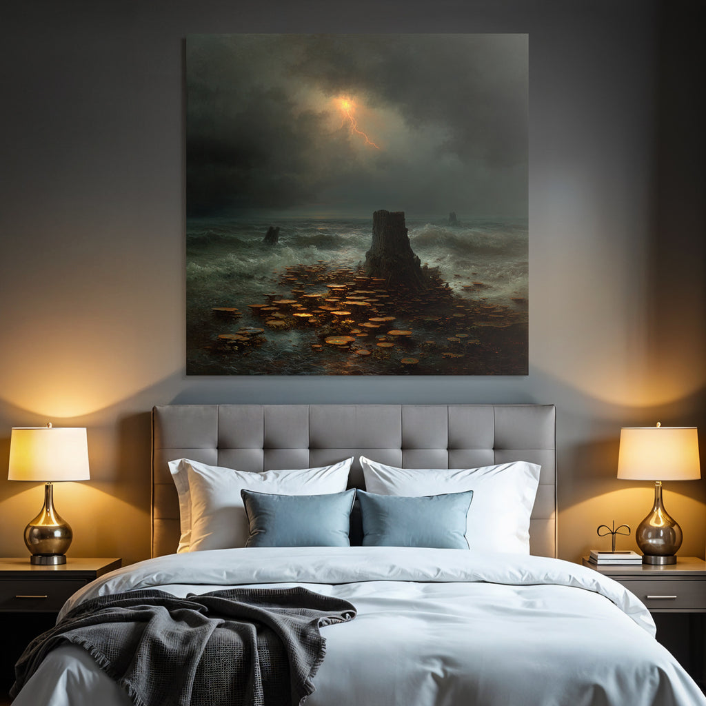 Sturmische Meereslandschaft Mit Blitz