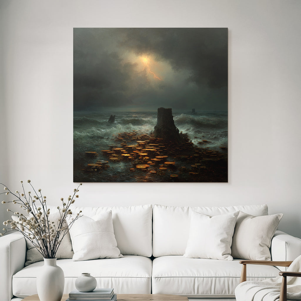 Sturmische Meereslandschaft Mit Blitz