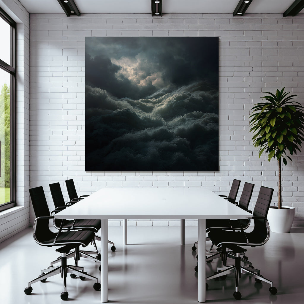Sturmsee Unter Dunklen Wolken Mit Lichtschein