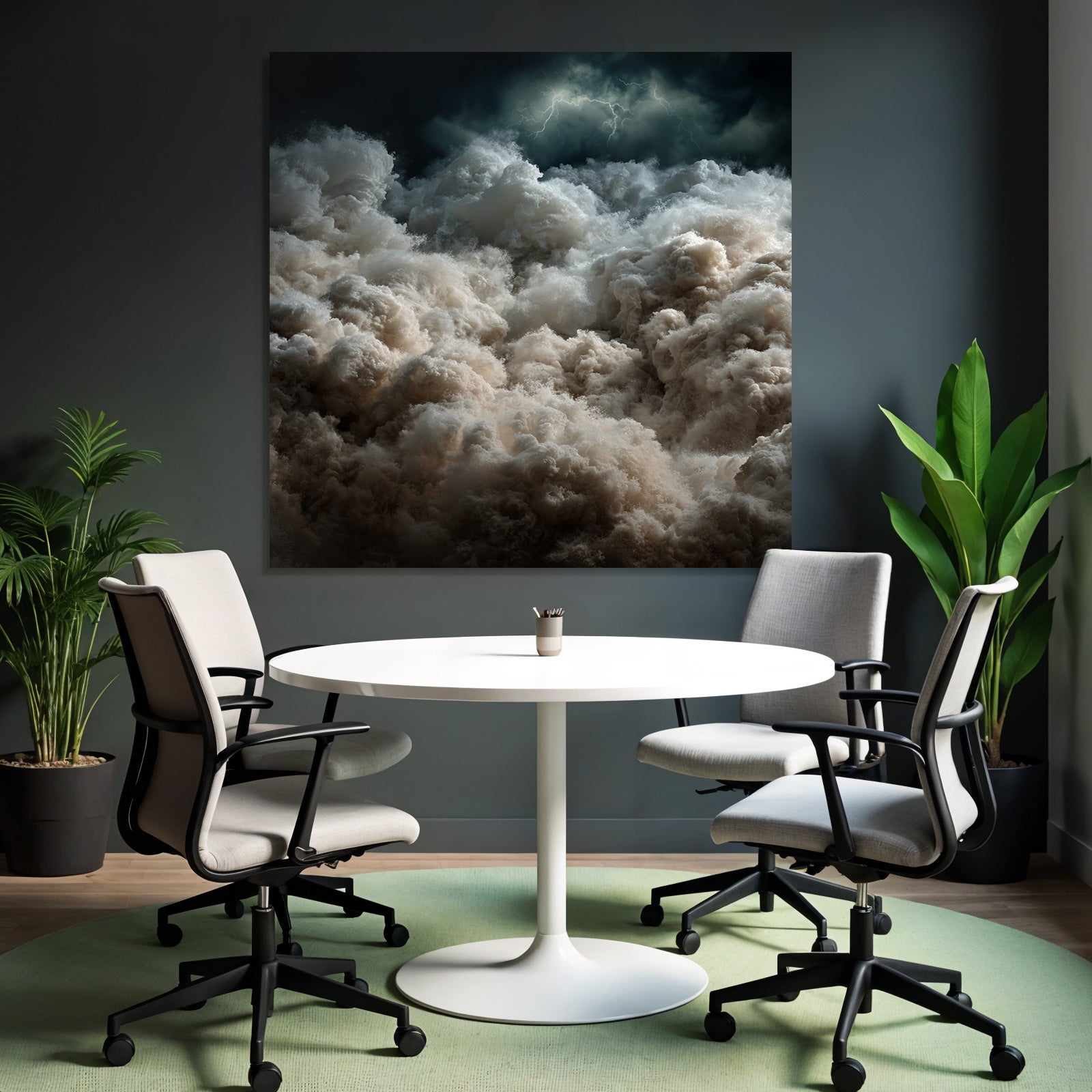 Turbulente Sturmwolken Mit Blitz