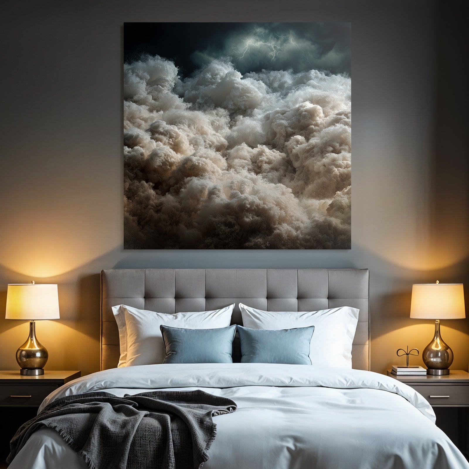 Turbulente Sturmwolken Mit Blitz