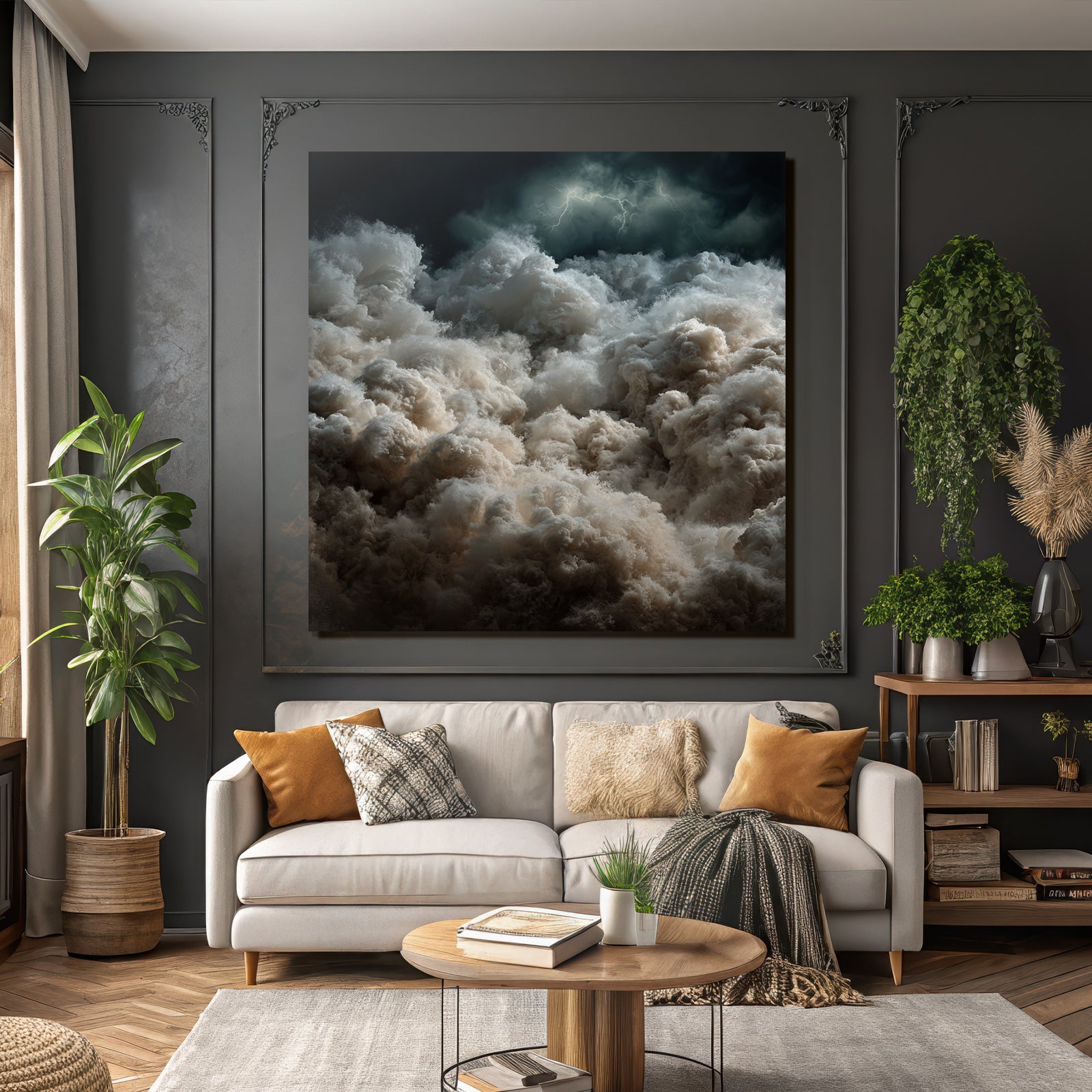 Turbulente Sturmwolken Mit Blitz