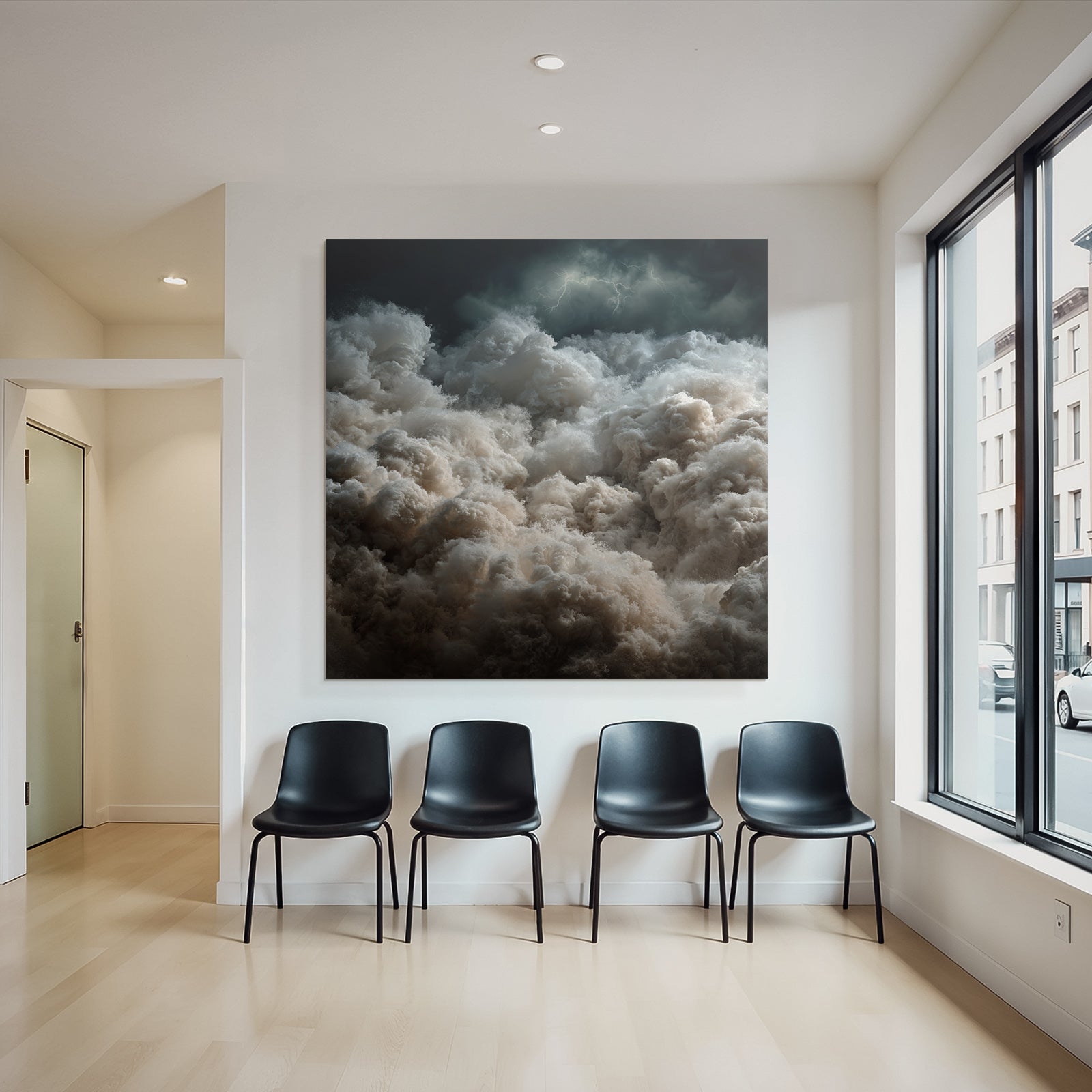 Turbulente Sturmwolken Mit Blitz