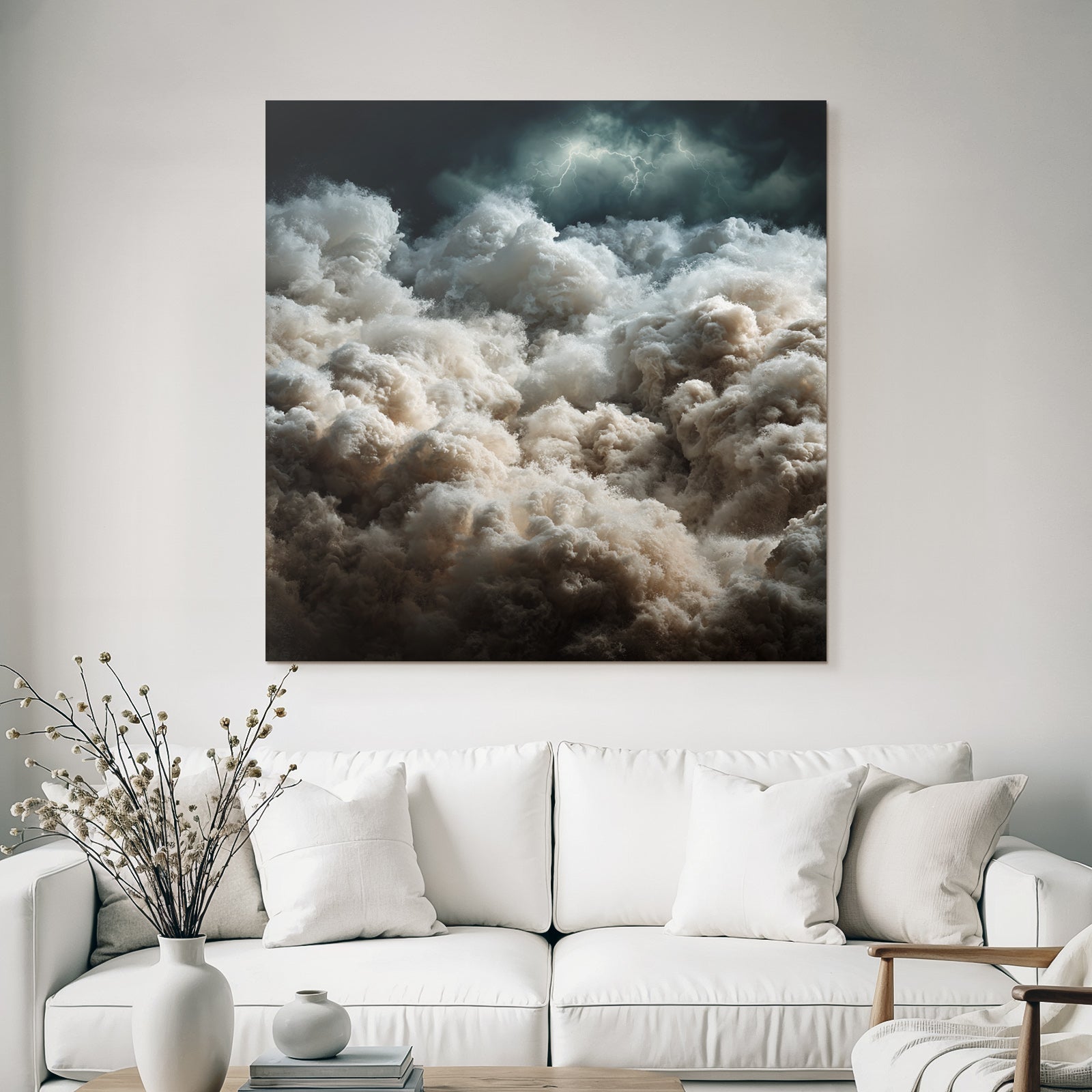 Turbulente Sturmwolken Mit Blitz