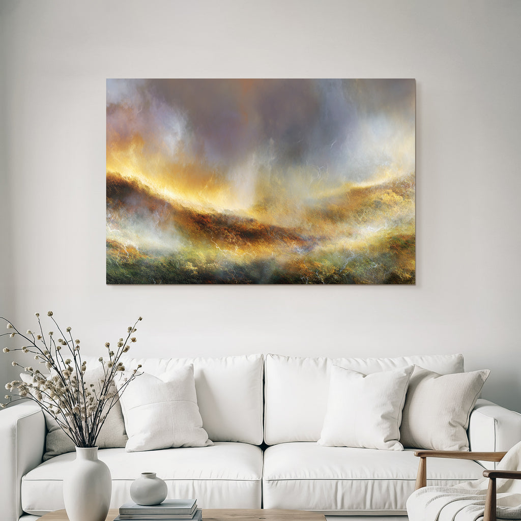 Abstrakte Landschaft Mit Wolken Hügeln Und Licht