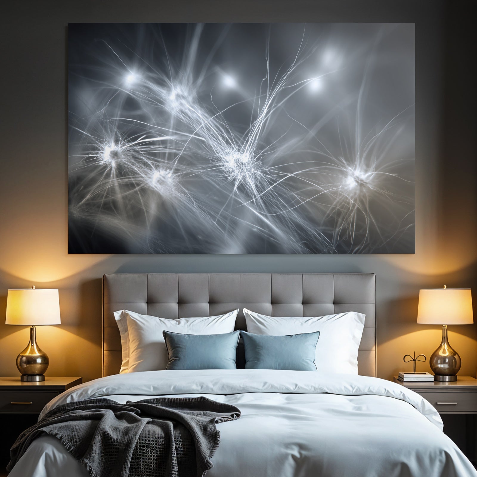 Abstrakte Monochrome Neuronale Netze Lichtspuren Visualisierung