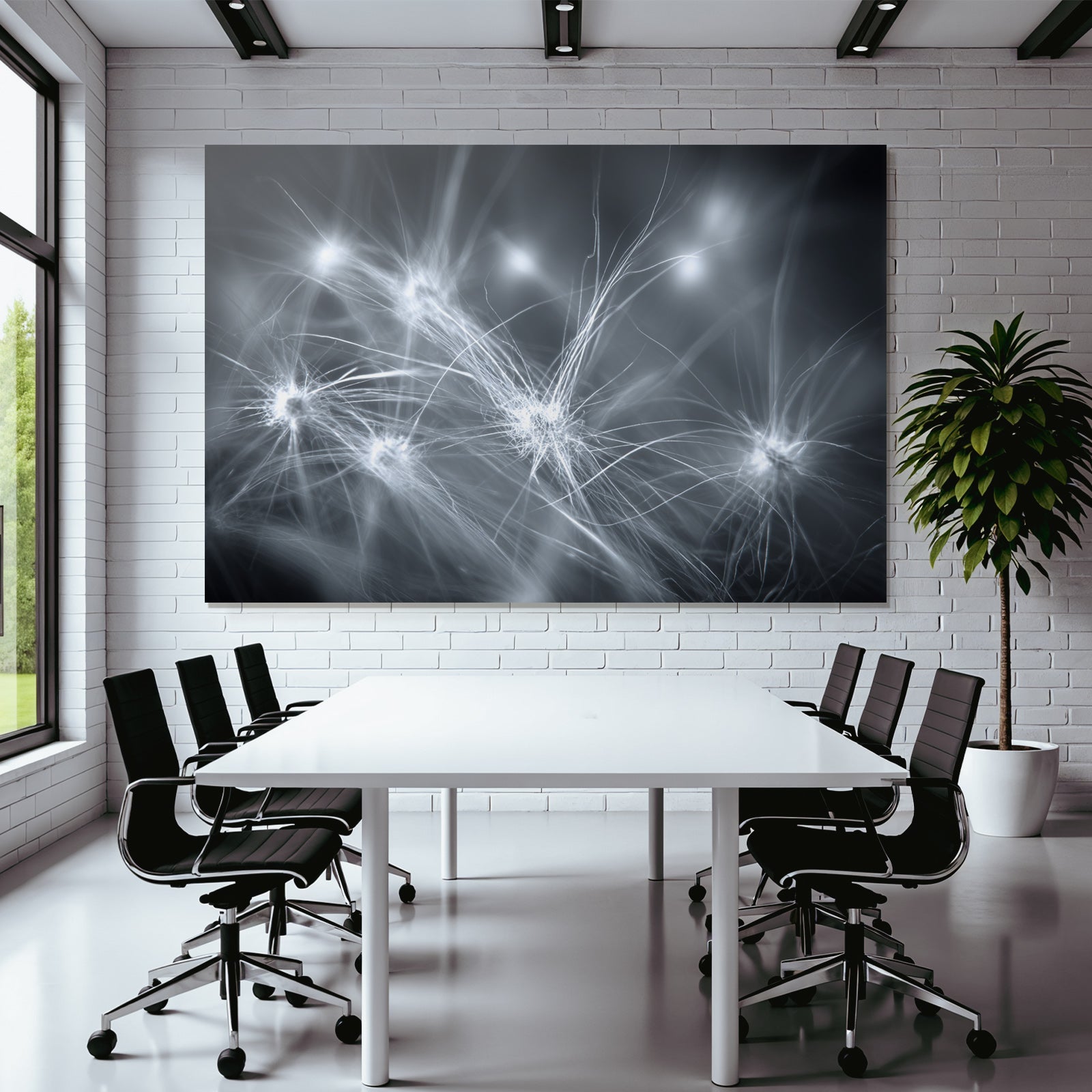 Abstrakte Monochrome Neuronale Netze Lichtspuren Visualisierung