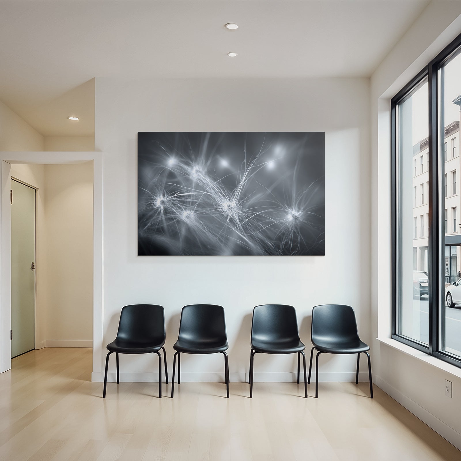 Abstrakte Monochrome Neuronale Netze Lichtspuren Visualisierung