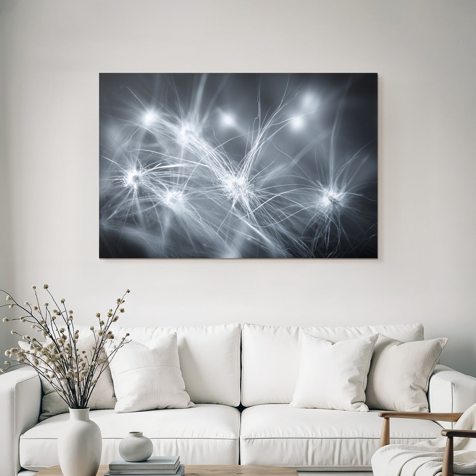 Abstrakte Monochrome Neuronale Netze Lichtspuren Visualisierung