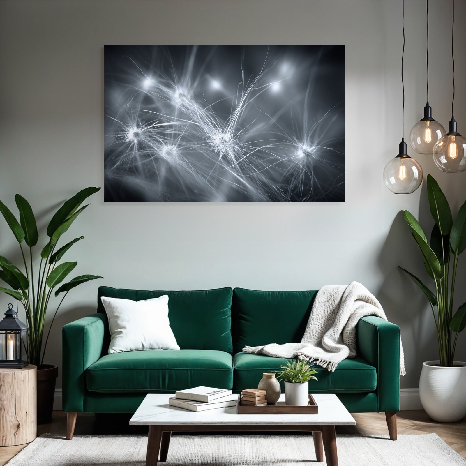 Abstrakte Monochrome Neuronale Netze Lichtspuren Visualisierung