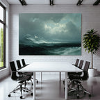 Dramatische Küstenlandschaft Mit Stürmischen Wellen Und Segelschiff