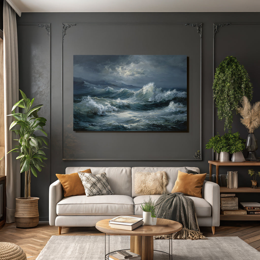 Sturmmeer Tosende Wellen Dunkler Himmel