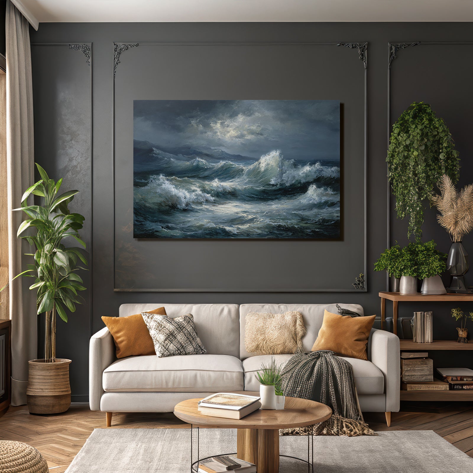 Sturmmeer Tosende Wellen Dunkler Himmel