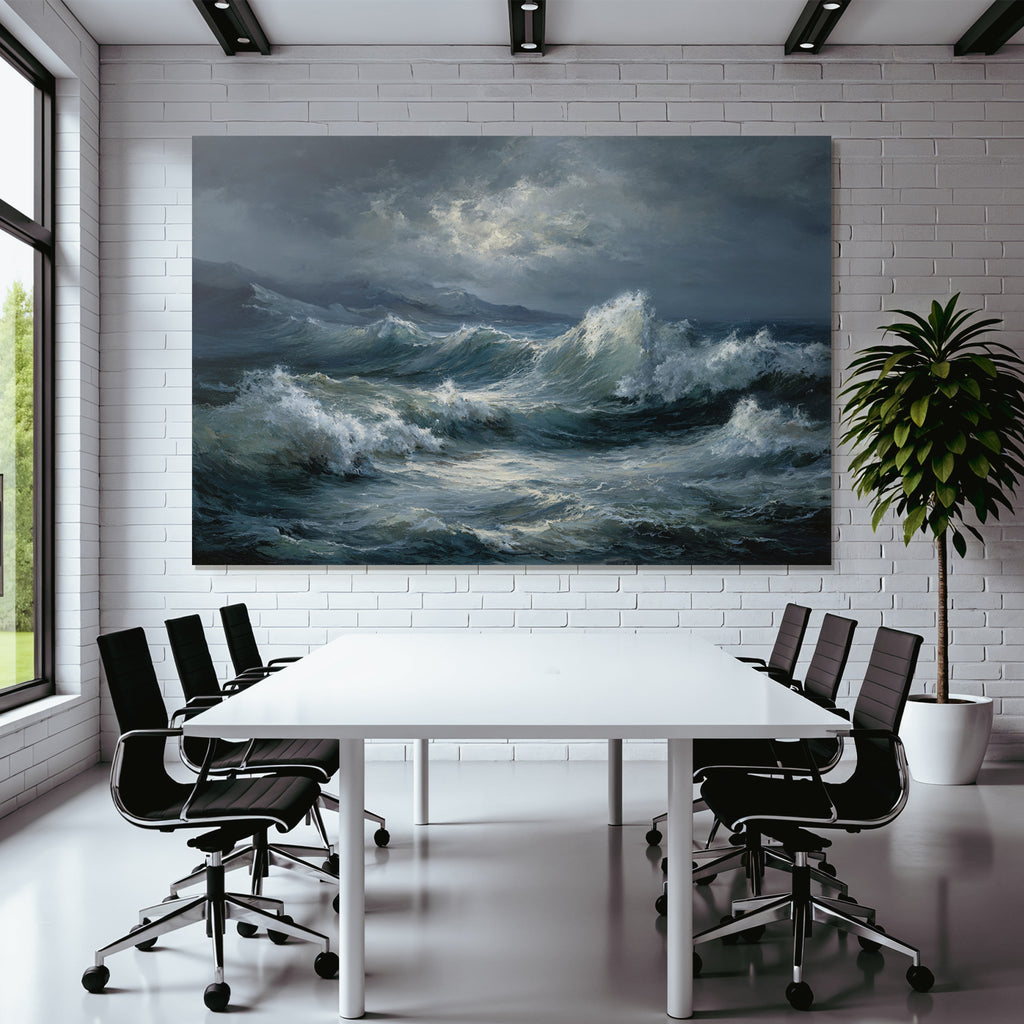 Sturmmeer Tosende Wellen Dunkler Himmel