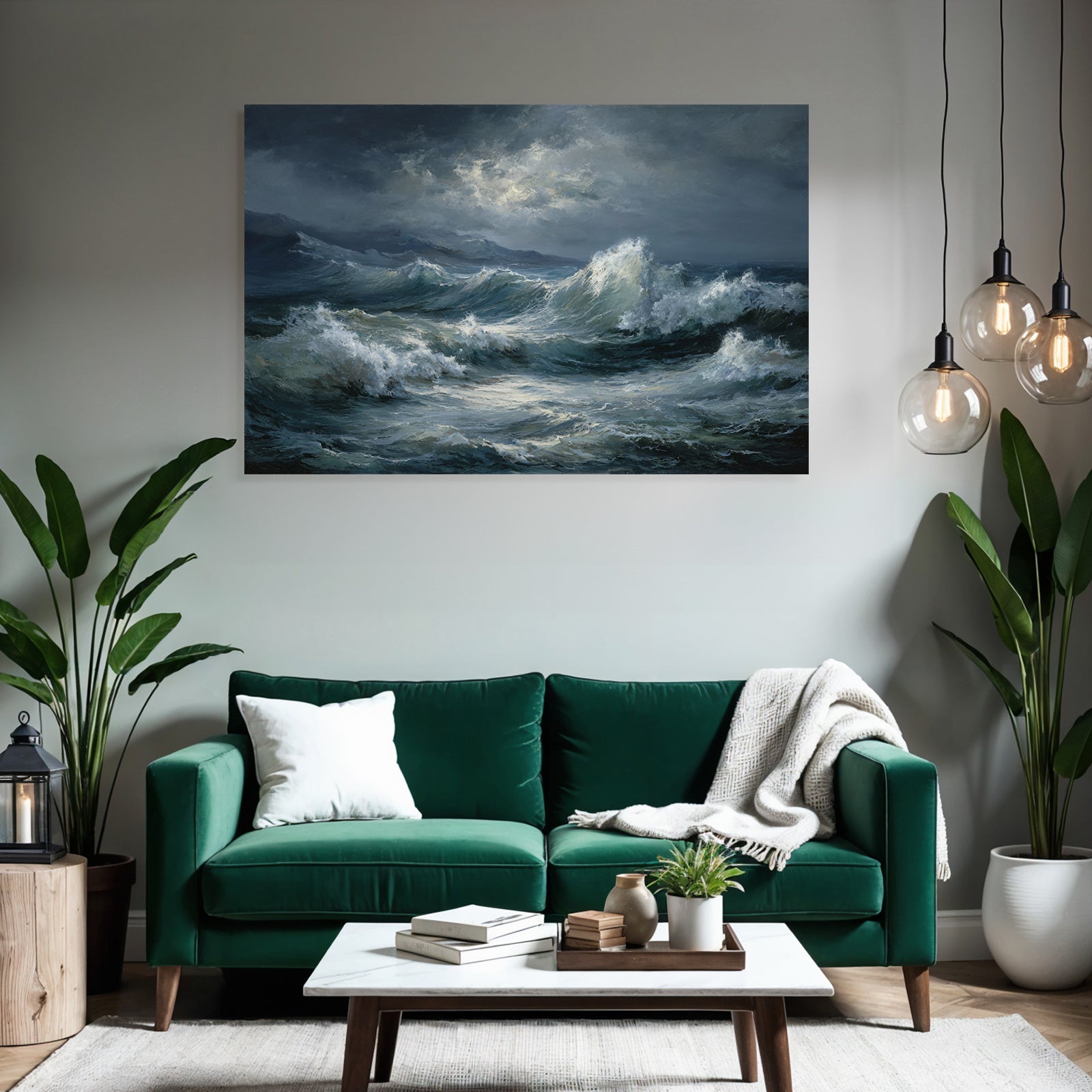 Sturmmeer Tosende Wellen Dunkler Himmel