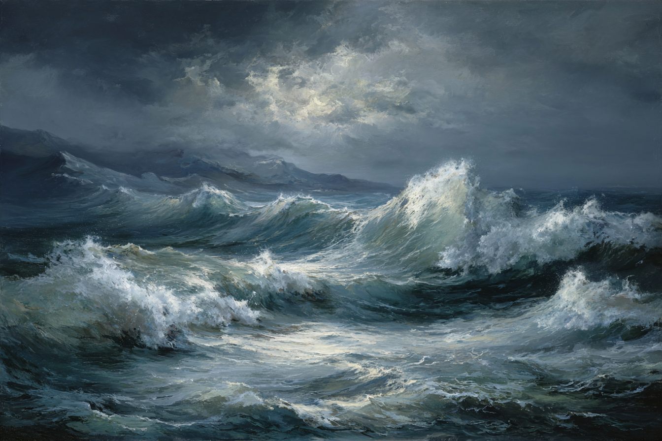 Sturmmeer Tosende Wellen Dunkler Himmel | Nahaufnahmen | Natur