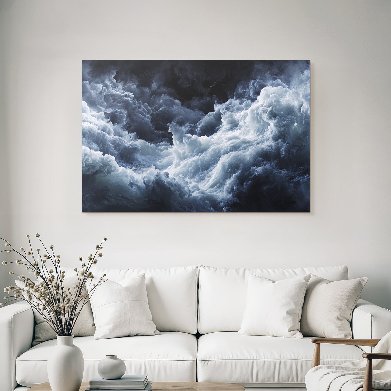 Turbulentes Sturmmeer Und Tosende Wolken