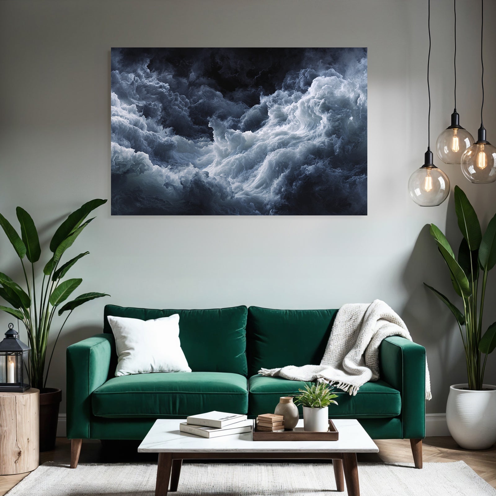 Turbulentes Sturmmeer Und Tosende Wolken