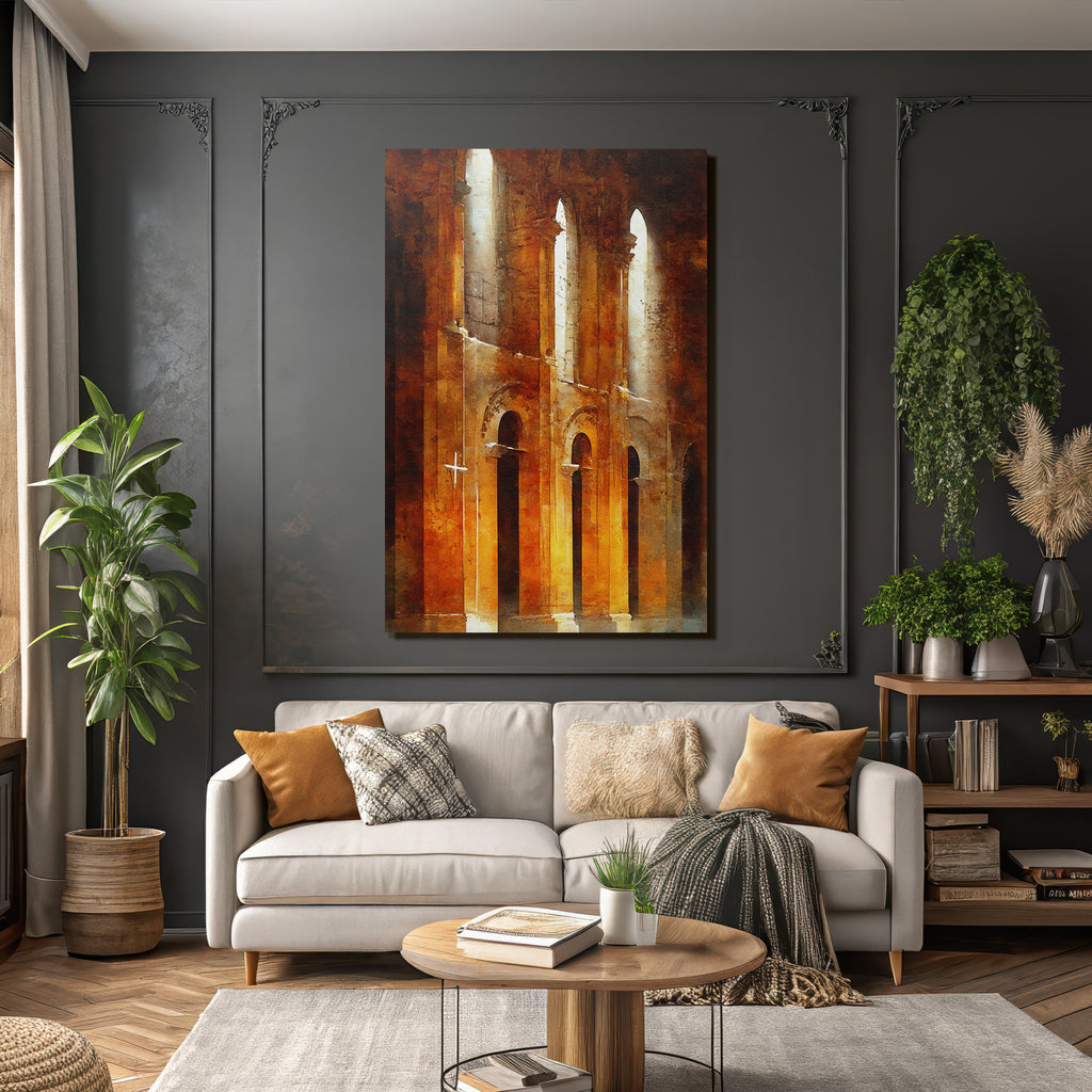 Alte Kirche Innenraum Warme Töne Und Sanftes Licht Gotische Arkaden