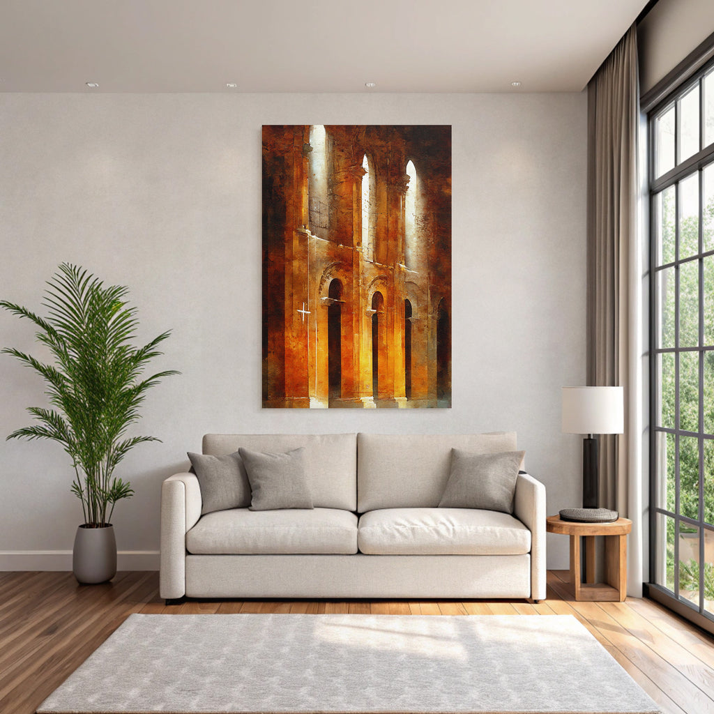 Alte Kirche Innenraum Warme Töne Und Sanftes Licht Gotische Arkaden