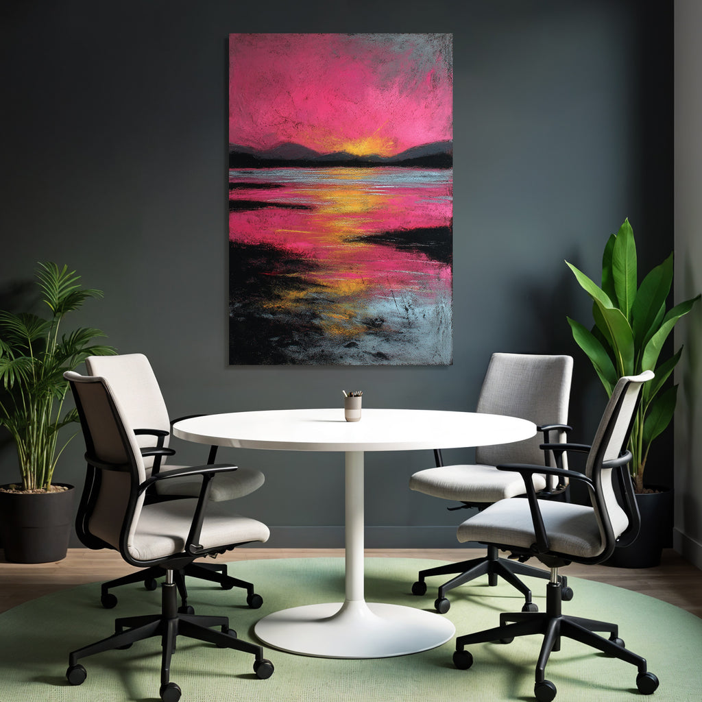 Bunte Landschaft Mit Sonnenuntergang Am Wasser