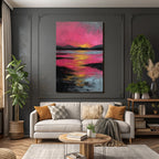 Bunte Landschaft Mit Sonnenuntergang Am Wasser